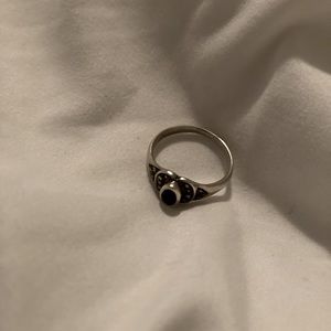 Sterling silver black opal ring